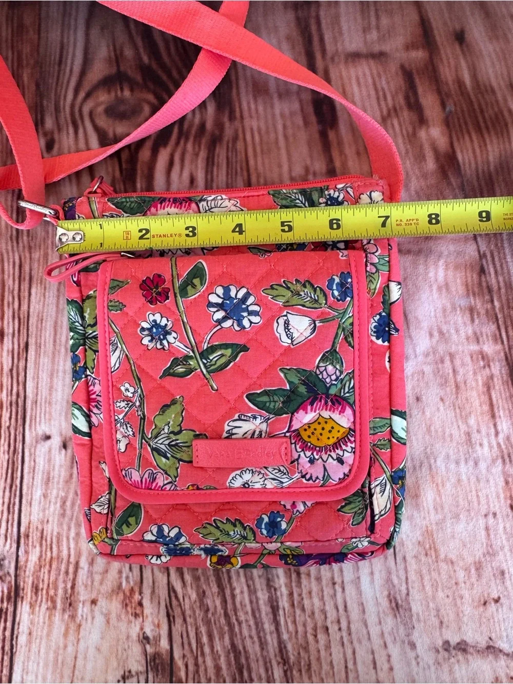 Vera Bradley Carson Mini Hobo Crossbody Shoulder Bag Coral Floral